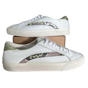 Madewell Sidewalk Low Top Sneakers White Snake Embossed Leather Women's Sz 9.5